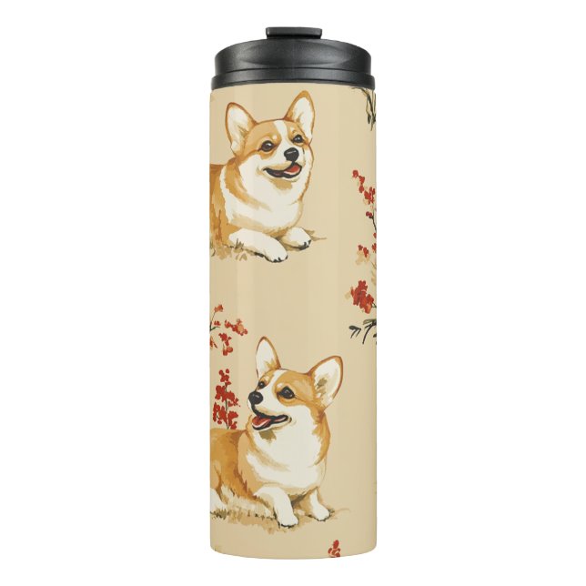 Termo Hermosos Navidades de flores Corgi Dog (Anverso)