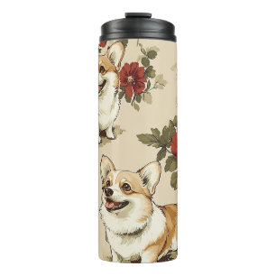 Termo Hermosos Navidades de flores Corgi Dog