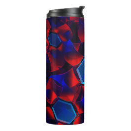 Termo hexágono azul mezclado con curvas rojas superpuest