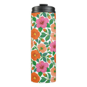 Termo Hibisco Tropical en Rosa, Melocotón y Naranja