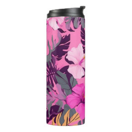 Termo Hibiscus Tropical Rosa - Diseño floral Leafy