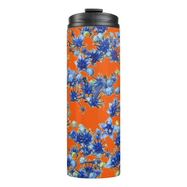 Termo Hidrangea Naranja y Azul (Anverso)