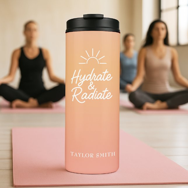 Termo Hidrato y Personalizado radiado Rubor rosa (Personalize this chic blush pink design with your name—stay stylish and hydrated every day)