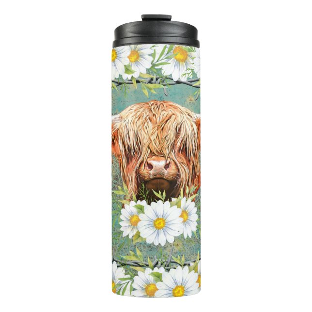 Termo Highland Cow Daisies (Anverso)