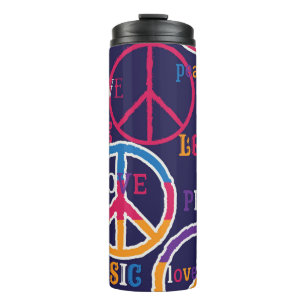 Termo Hippie Peace: Vibrante Diseño de Símbolo.