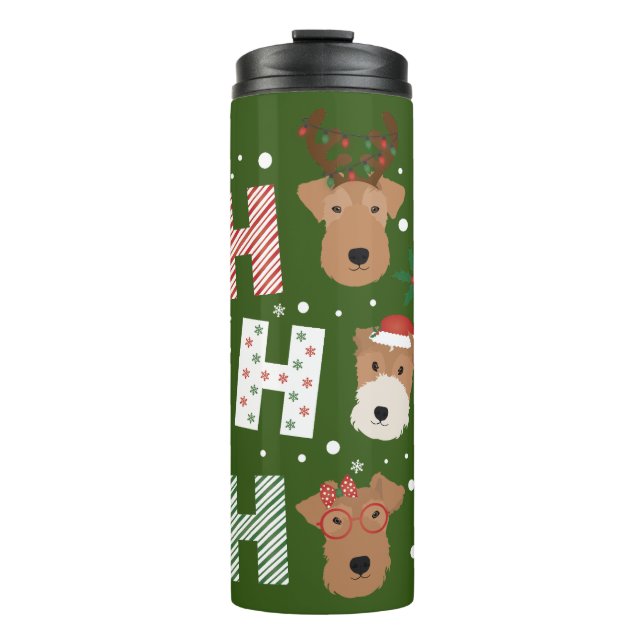 Termo Ho Ho Ho Ho Ho Welsh Terrier Feliz Navidad (Anverso)