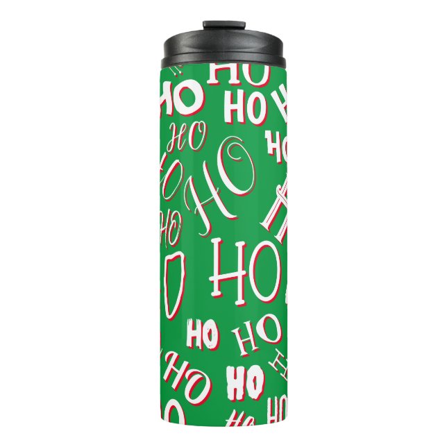 Termo HO HO HO Navidades de texto patrón de texto rojo b (Anverso)