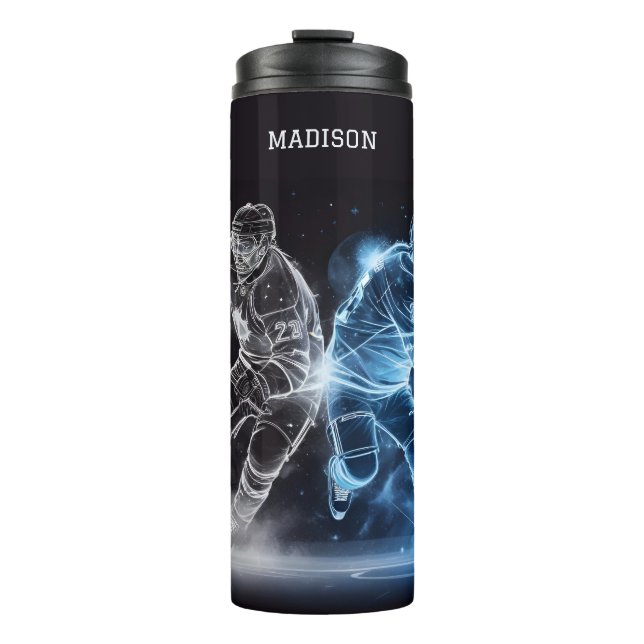 Termo Hockey sobre hielo de nombre personalizado (Anverso)