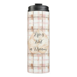 Termo Hoja de Cuadros Rosa Marrón Blanco Rayas