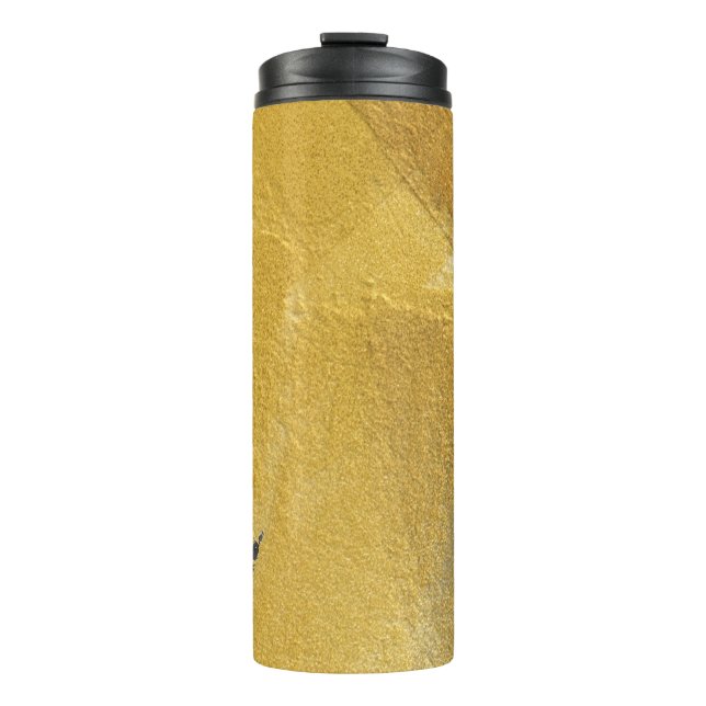 Termo Hoja de oro, diseño negro abstracto (Anverso)