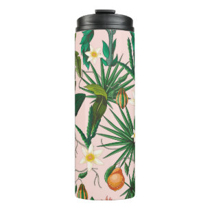 Termo Hoja tropical, flor, patrón de fruta.
