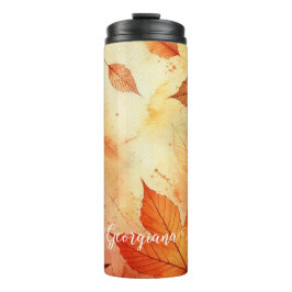 Termo Hojas acuáticas otoñales cálidas personalizadas