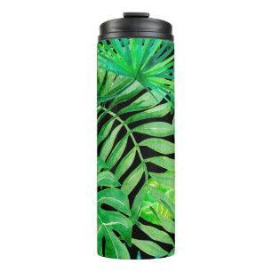 Termo Hojas de acuarela tropical: Elegancia sin costura.