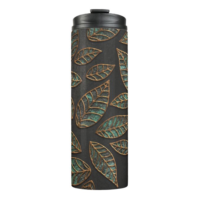 Termo Hojas de cobre: textura de grunge negro. (Anverso)