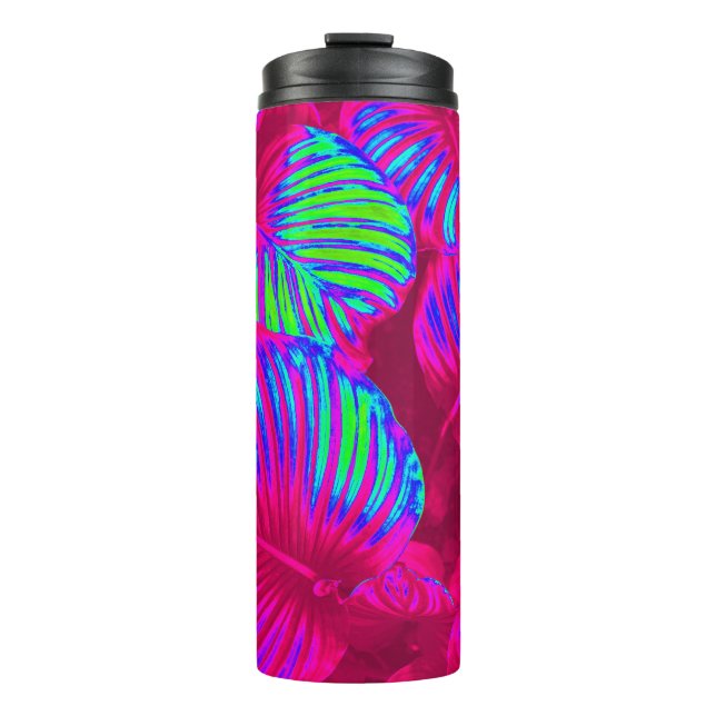 Termo Hojas de magenta exuberantes tropicales (Anverso)