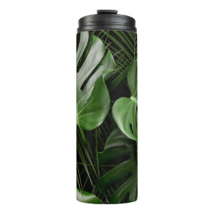Termo Hojas de Monstera, diseño tropical de lujo.