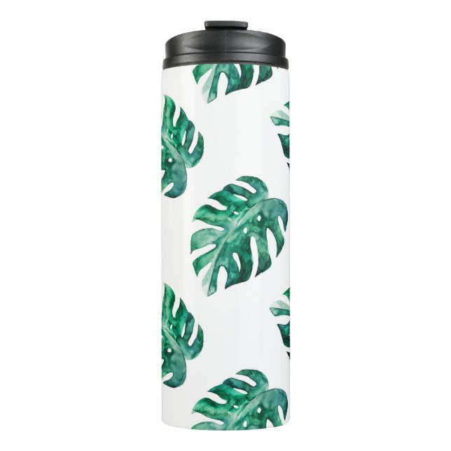 Termo Hojas de monstera. Patrón de ilustracion tropical (Anverso)