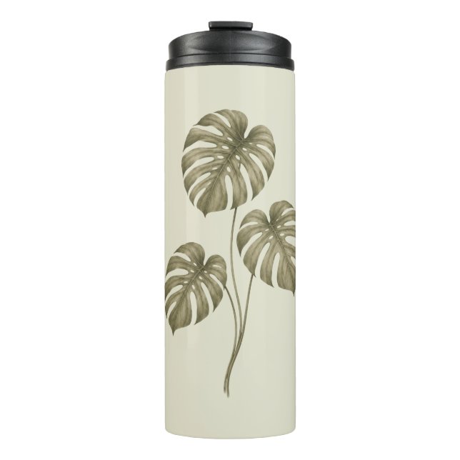 Termo Hojas de Monstera verdes vintage (Anverso)
