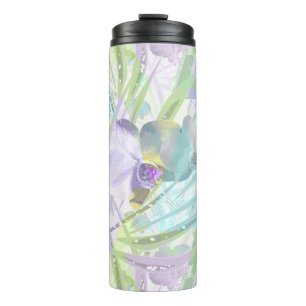 Termo Hojas de orquídea y palmera, tropicales