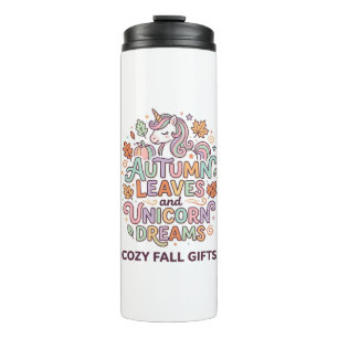Termo Hojas de otoño de unicornio y sueños de unicornio