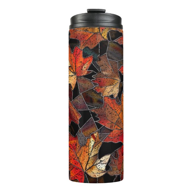 Termo Hojas de otoño patrón de vidrio manchado Multicolo (Anverso)