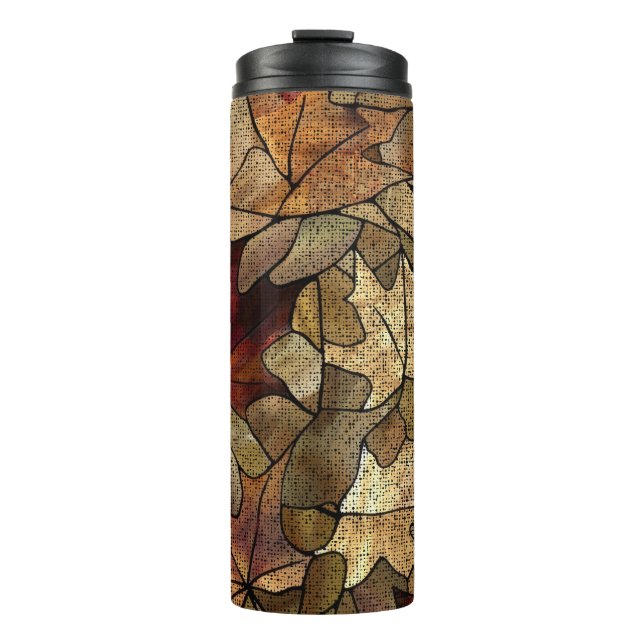 Termo Hojas de otoño patrón de vidrio manchado Multicolo (Anverso)