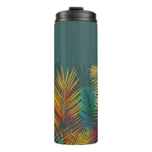Termo Hojas de palma de color tropical. Hojas de neón ar