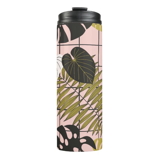 Termo hojas de palma tropical, verano elegante. (Anverso)