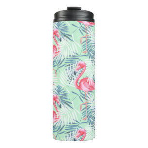 Termo Hojas de palma y flamencos