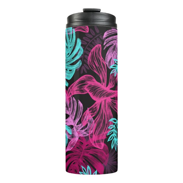 Termo Hojas de palmera tropicales fluorescentes (Anverso)