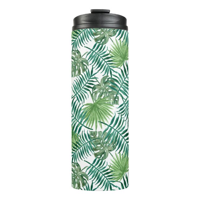 Termo Hojas de palmeras botánicas exóticas tropicales ve (Anverso)