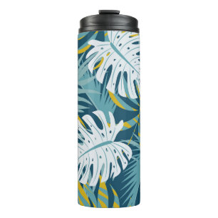 Termo Hojas tropicales coloridas, patrón abstracto origi