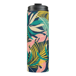Termo Hojas tropicales coloridas: patrón de verano.