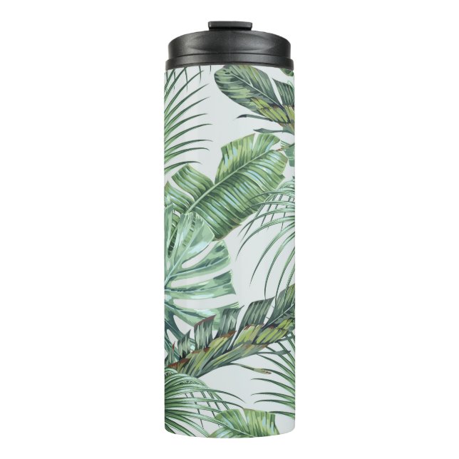 Termo Hojas tropicales de palma, monstera, hoja de pláta (Anverso)