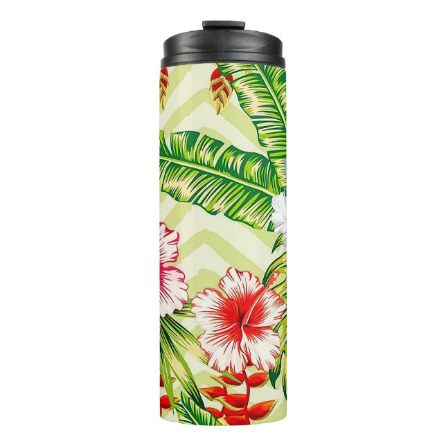 Termo Hojas tropicales elegantes y flores de hibisco | (Anverso)