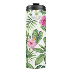 Termo Hojas tropicales, flores, patrón de cosecha ininte