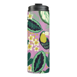 Termo Hojas tropicales, flores y pájaro toscano sin sold