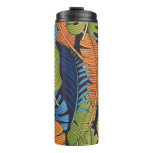 Termo Hojas tropicales, patrón floral sin costuras.