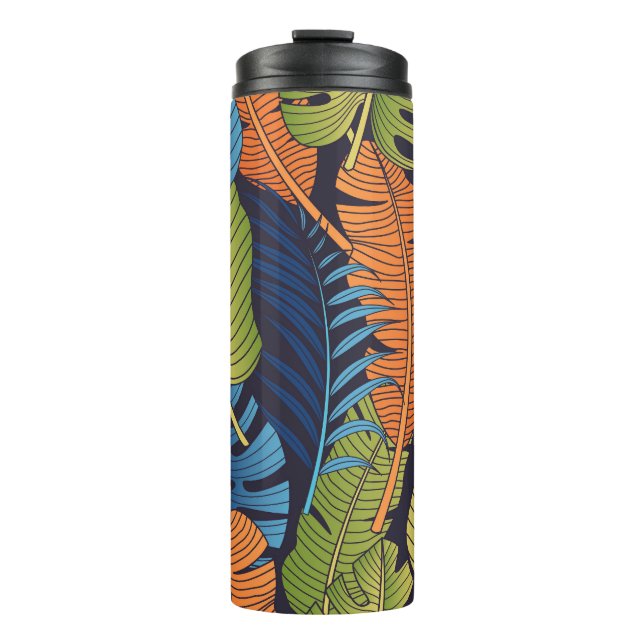 Termo Hojas tropicales, patrón floral sin costuras. (Anverso)