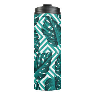 Termo Hojas Tropicales: Patrón floral sin soldadura.