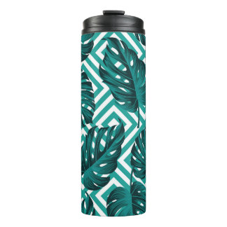 Termo Hojas Tropicales: Patrón floral sin soldadura.