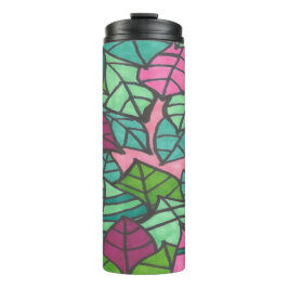 Termo Hojas tropicales verdes y rosas 