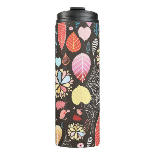 Termo Hojas y aves otoñales.