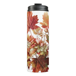 Termo Hojas y flores de otoño en el arte de Bouquet en o