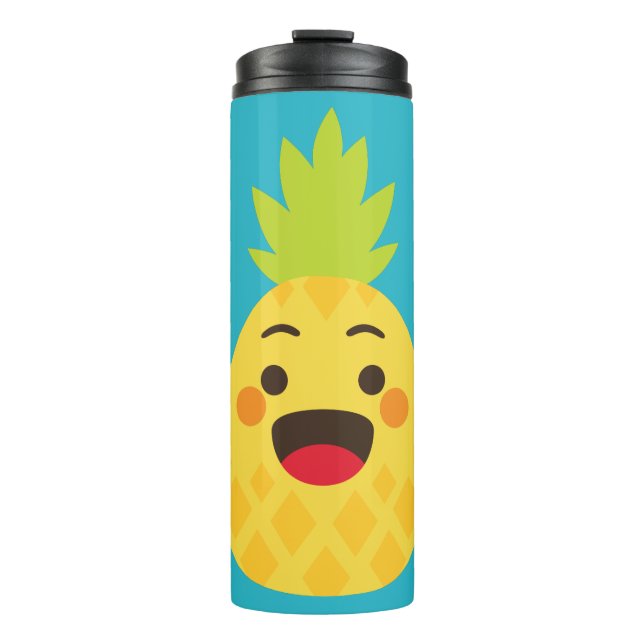 Termo ¡Hola amigos! Ilustracion de piña (Anverso)