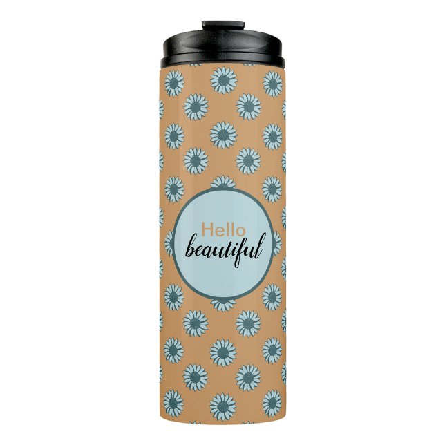 Termo Hola Hermosos Sunflower Azules (Hello Beautiful Blue Sunflowers Thermal Tumbler from Studio Posies. )