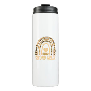 Termo Hola segundo grado de leopardo arcoiris a la escue