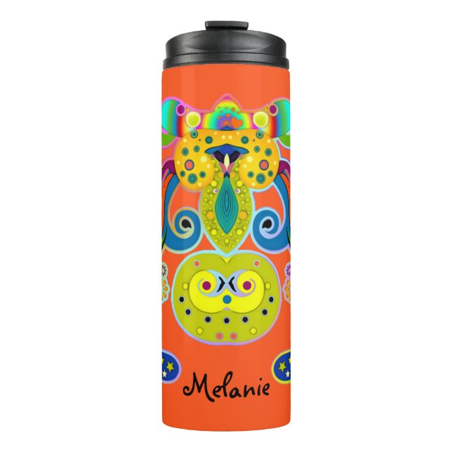 Termo holiES - vaca sagrada y feliz abstracta + tus idea (Anverso)