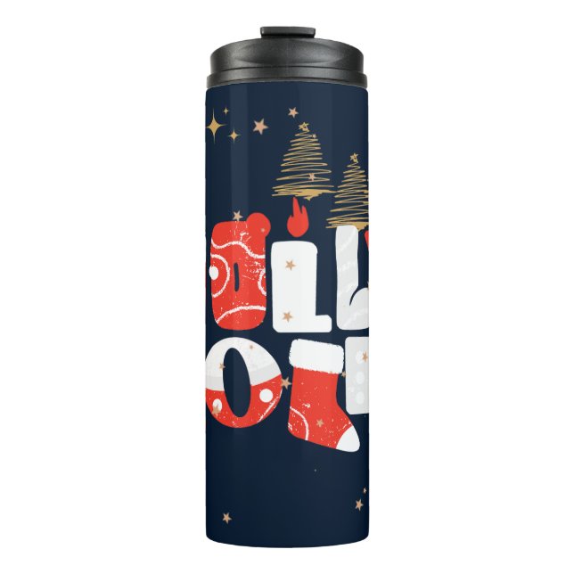 Termo Holly Jolly Red White Gold Navidades Winter (Anverso)