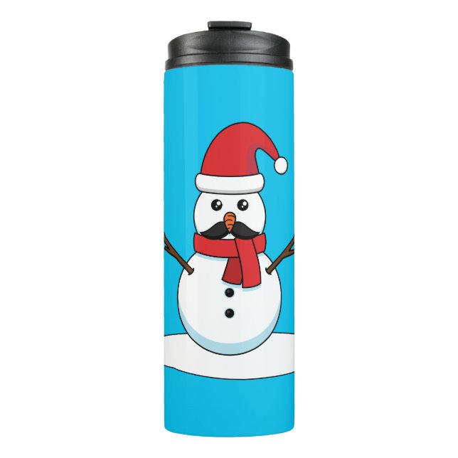 Termo Hombre de nieve gracioso con bigote y garrapata (Anverso)